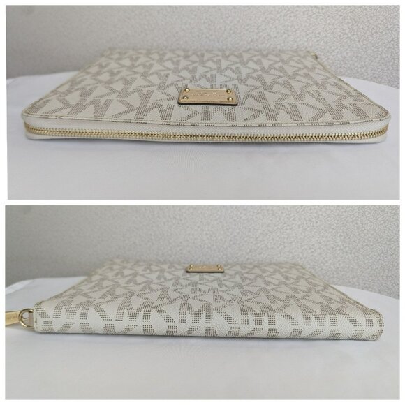 Michael Kors Tablet Multifunction Zip Case Holder Organizer Vanilla Acorn Gold - Picture 11 of 12